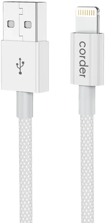 Corder laddkabel USB-A till Lightning, 2 meter, vit